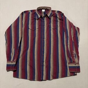 Vintage Wrangler Brushpopper Shirts XL Tall Muticolor Western Pearl Snap Buttons